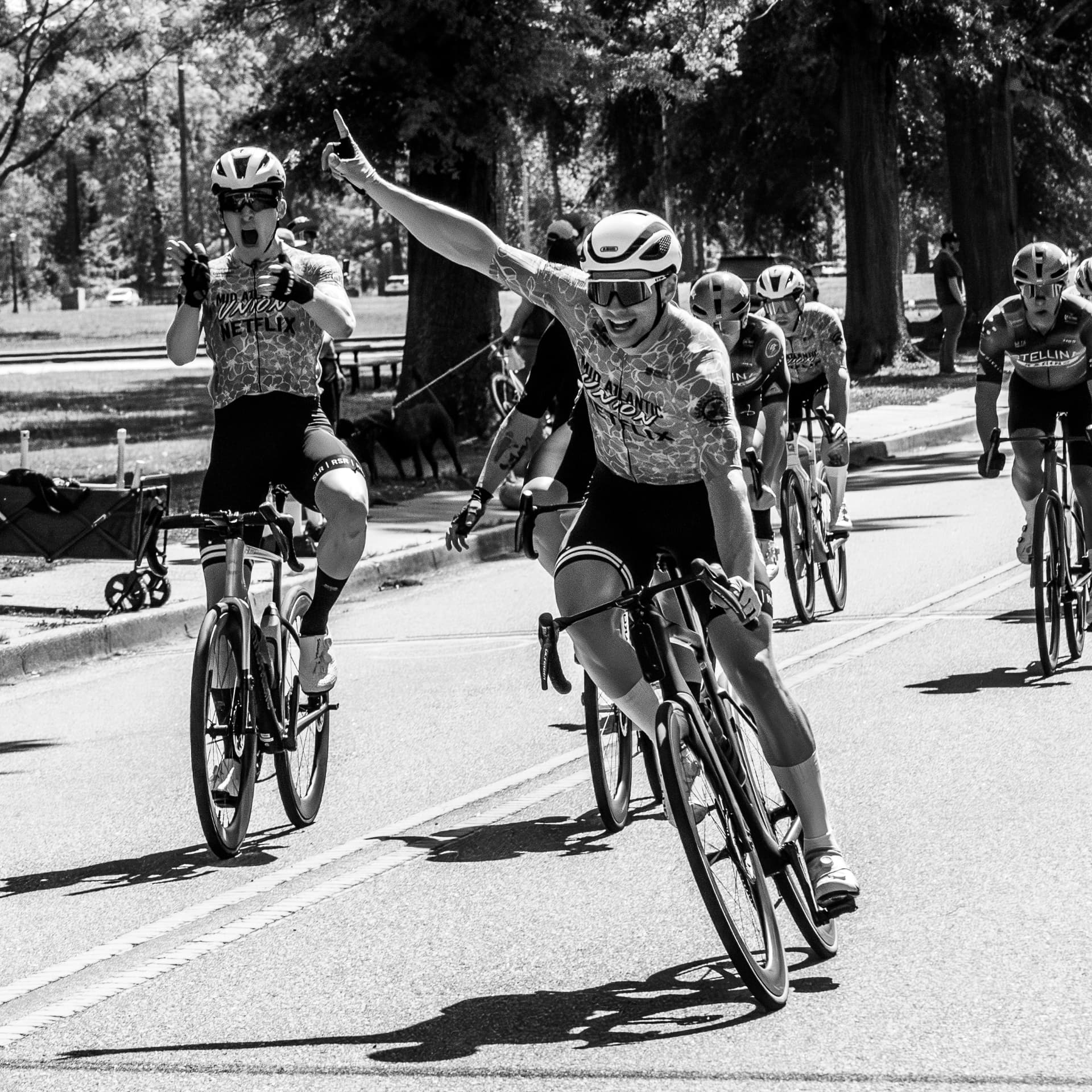 Mid-Atlantic Union rider celebrating a criterium win